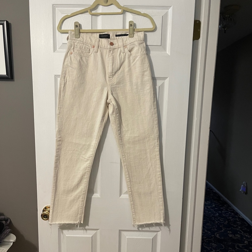 Banana Republic High Rise Straight Jeans- Cream/Off White